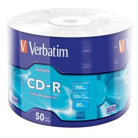   CD-R lemez, 700MB, 52x, 50 db, zsugor csomagolás, VERBATIM DataLife (CDV7052Z50DL)