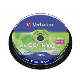   CD-RW lemez, újraírható, SERL, 700MB, 8-10x, 10 db, hengeren VERBATIM (CDVU7010B10)