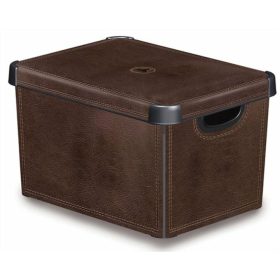   Tárolódoboz, tetővel, 22 l, bőrhatású, CURVER  Deco L (CSCBOR)