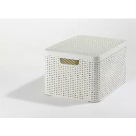   Rattan hatású kosár tetővel, 30l, törtfehér, CURVER Style L (CSCR30B)