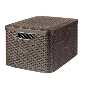   Rattan hatású kosár tetővel, 30l, sötétbarna, CURVER Style L (CSCR30SB)