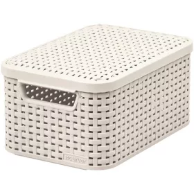   Rattan hatású kosár tetővel, 6l, törtfehér, CURVER Style S (CSCR7BT)