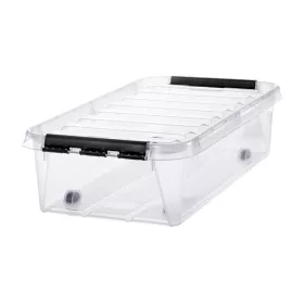   Műanyag tárolódoboz, 31 liter, fekete fogantyúkkal és görgőkkel, SMARTSTORE Classic 35, átlátszó (CSDSMART39)