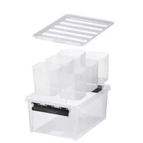   Műanyag tárolódoboz, fekete fogantyúkkal, 6 rekeszes, SMARTSTORE Classic 15, átlátszó (CSDSMART42)