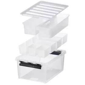   Műanyag tárolódoboz, fekete fogantyúkkal, 7 rekeszes, SMARTSTORE Classic 15, átlátszó (CSDSMART43)