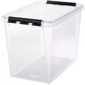   Műanyag tárolódoboz, 61 liter, fekete fogantyúkkal, SMARTSTORE Classic 65, átlátszó (CSDSMART48)