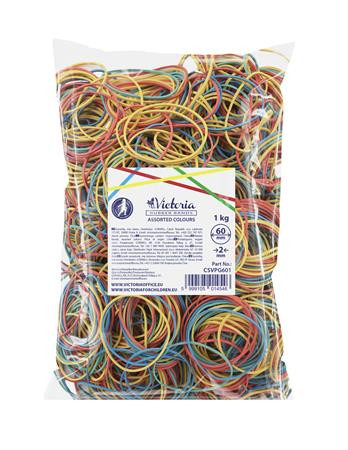 Postázógumi, 60X2 mm, VICTORIA FACILITY, 1 kg, vegyes színű (CSVPG601)