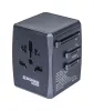 Utazóadapter, univerzális, gyorstöltő, DONAU Travel 904, fekete (D13741231)