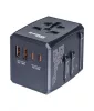 Utazóadapter, univerzális, gyorstöltő, DONAU Travel 904, fekete (D13741231)