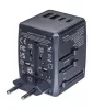 Utazóadapter, univerzális, gyorstöltő, DONAU Travel 904, fekete (D13741231)