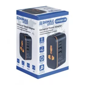  Utazóadapter, univerzális,  DONAU Travel 205, fekete (D13741831)