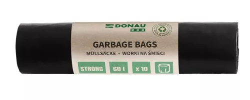 Szemeteszsák, extra erős, 60 l, 10 db, 30 &mikro;, DONAU Eco, fekete (D2202142205)