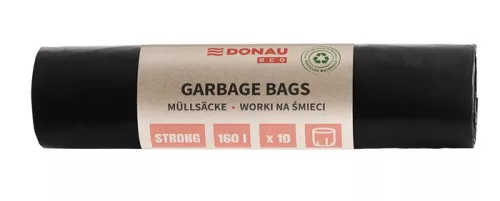 Szemeteszsák, extra erős, 160 l, 10 db, 70 &mikro;, DONAU Eco, fekete (D2202144205)