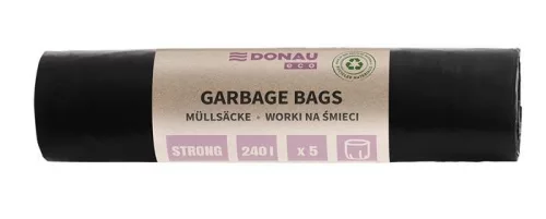 Szemeteszsák, extra erős, 240 l, 5 db, 70 &mikro;, DONAU Eco, fekete (D2202145705)