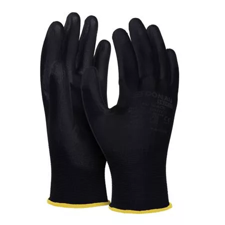 Szerelőkesztyű, PU, DONAU Safety, 8/M méret, fekete (D3203122108)