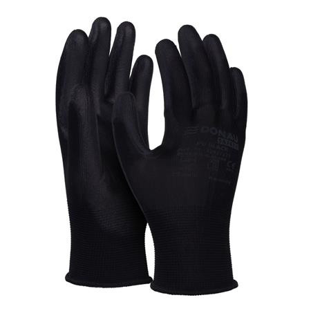 Szerelőkesztyű, PU, DONAU Safety, 10/XLméret, fekete (D3203122110)