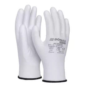   Szerelőkesztyű, PU, DONAU Safety, 10/XL méret, fehér (D3203132110)
