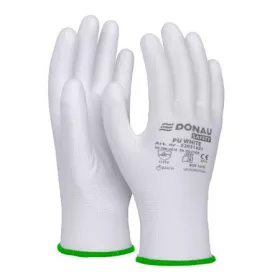   Szerelőkesztyű, PU, DONAU Safety, 11/XXL méret, fehér (D3203132111)