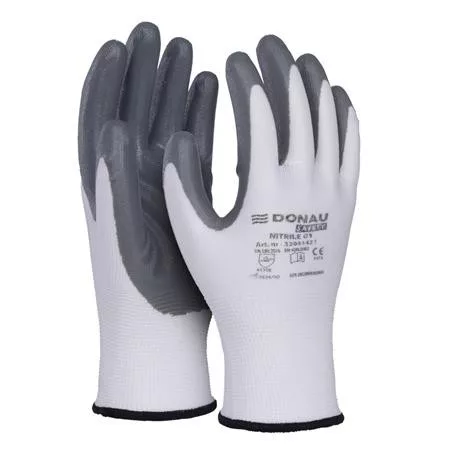 Szerelőkesztyű, nitril, DONAU Safety 01, 10/XL méret, szürke (D3204142110)