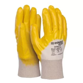   Szerelőkesztyű, nitril, DONAU Safety 02, 8/M méret, sárga (D3205152108)