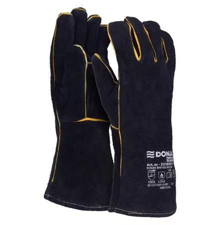 Védőkesztyű, MIG, marhabőr, DONAU Safety, 10/XL méret, fekete (D3218563110)