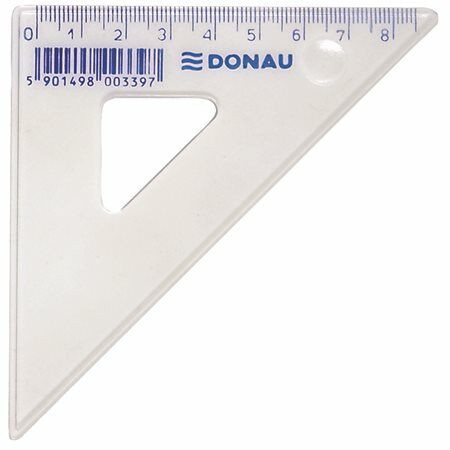 Háromszög vonalzó, műanyag, 45°, 8,5 cm, DONAU (D7030)