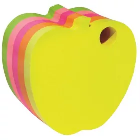   Öntapadó jegyzettömb, alma alakú, 400 lap, DONAU, vegyes neon színek (D7563)