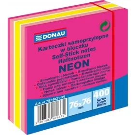   Öntapadó jegyzettömb, 76x76 mm, 400 lap, DONAU, neon-pasztell mix, rózsaszín árnyalatok (D757499P)