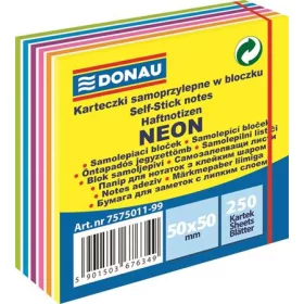   Öntapadó jegyzettömb, 50x50mm,250 lap, DONAU,  fehér és neon színek (D75750)
