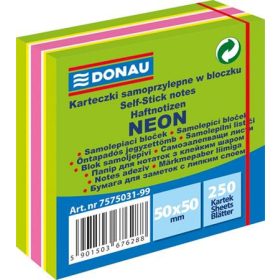   Öntapadó jegyzettömb, 50x50 mm, 250 lap, DONAU, neon zöld (D757503)