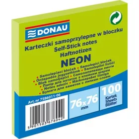   Öntapadó jegyzettömb, 76x76 mm, 100 lap, DONAU, neon zöld (D758606)