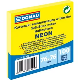  Öntapadó jegyzettömb, 76x76 mm, 100 lap, DONAU, neon sárga (D758611)