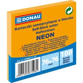   Öntapadó jegyzettömb, 76x76 mm, 100 lap, DONAU, neon narancssárga (D758612)