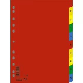 Regiszter, műanyag, A4, 1-10, DONAU, színes (D77120)