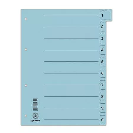 Regiszter, karton, A4, mikroperforált, DONAU, kék (D8611K)