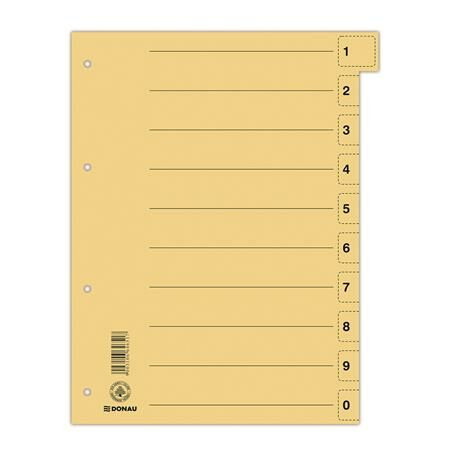 Regiszter, karton, A4, mikroperforált, DONAU, citromsárga (D8611S)