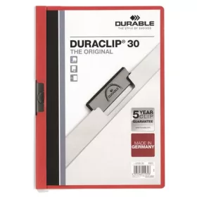   Gyorsfűző, klipes, A4, DURABLE DURACLIP&reg; 30, piros (DB220003)