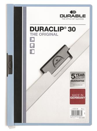 Gyorsfűző, klipes, A4, DURABLE DURACLIP® 30, kék (DB220006)
