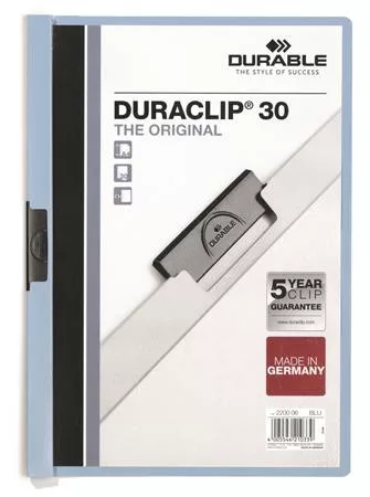 Gyorsfűző, klipes, A4, DURABLE DURACLIP&reg; 30, kék (DB220006)