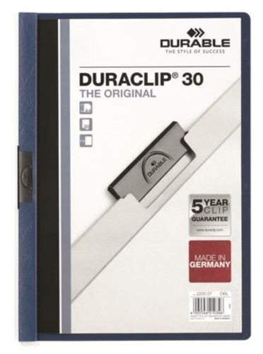 Gyorsfűző, klipes, A4, DURABLE DURACLIP® 30, sötétkék (DB220007)