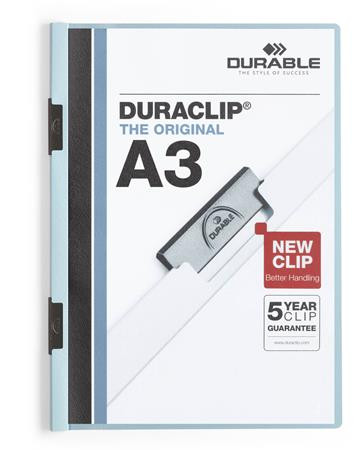 Gyorsfűző, klipes, A3, DURABLE DURACLIP&reg; 60, kék (DB221806)