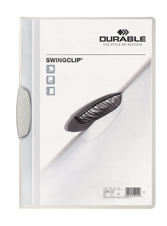 Gyorsfűző, klipes, A4, DURABLE Swingclip® 30, fehér (DB226002)