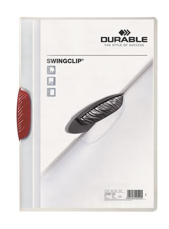 Gyorsfűző, klipes, A4, DURABLE Swingclip® 30, piros (DB226003)