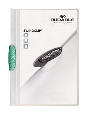 Gyorsfűző, klipes, A4, DURABLE Swingclip® 30, sötétzöld (DB226032)