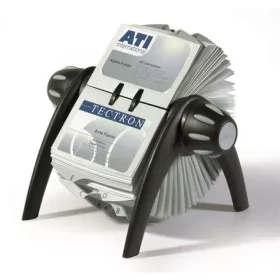   Névjegykártyatartó, műanyag, 400 db-os, forgatható, fekvő, DURABLE, VISIFIX&reg;, fekete (DB241701)