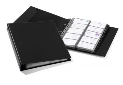 Névjegytartó, 400 db-os, gyűrűs, DURABLE VISIFIX® Economy, fekete (DB244401)
