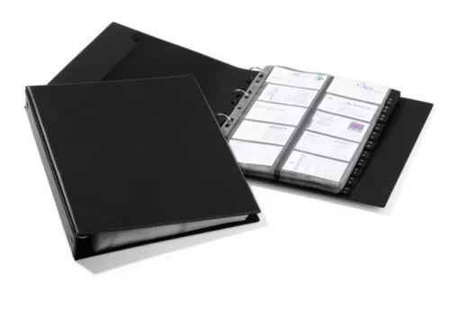 Névjegytartó, 400 db-os, gyűrűs, DURABLE VISIFIX&reg; Economy, fekete (DB244401)