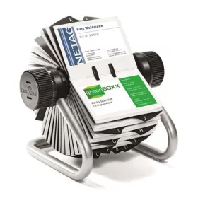   Névjegykártyatartó, fém, 400 db-os, forgatható, fekvő, DURABLE, VISIFIX&reg;, ezüst (DB248123)