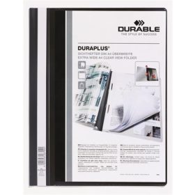   Gyorsfűző, A4, széles, panorámás, DURABLE DURAPLUS®, fekete (DB257901)