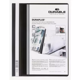   Gyorsfűző, A4, széles, panorámás, DURABLE DURAPLUS&reg;, fekete (DB257901)